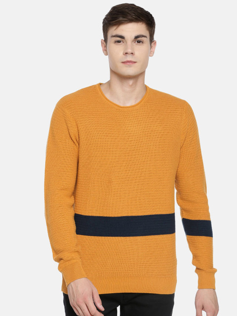 

Lee Men Mustard Yellow Colourblocked Pullover Sweater
