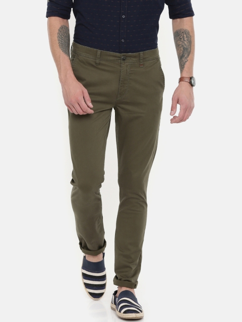 

Lee Men Olive Green Bruce Skinny Fit Solid Chinos