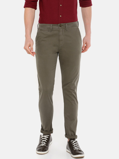 

Lee Men Olive Green Slim Fit Solid Regular Trousers