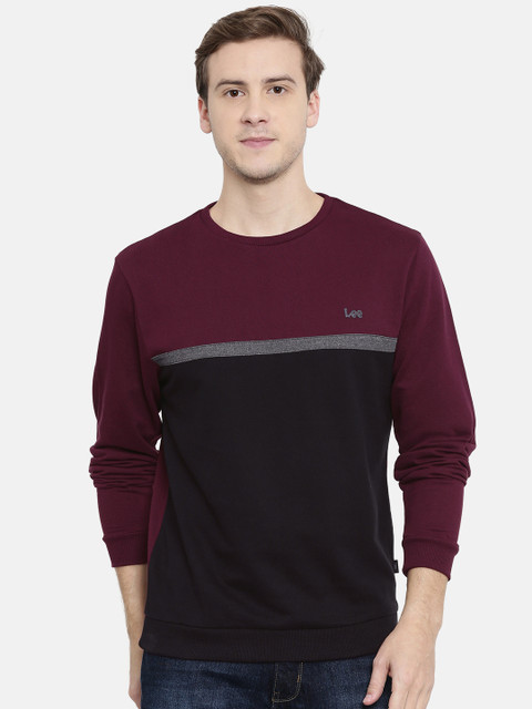 

Lee Men Burgundy & Black Colourblocked Sweatshirt