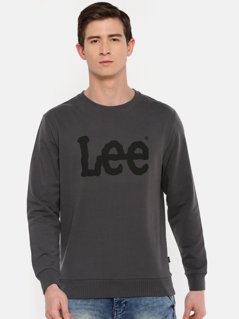 

Lee Men Charcoal Grey Printed Round Neck Sweatshirt