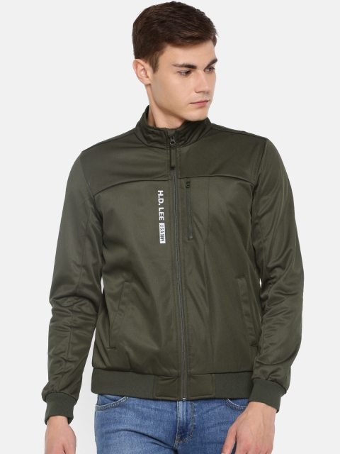 

Lee Men Olive Green Solid Slim Fit Bomber Slim Fit Jacket