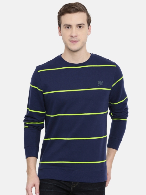 

Lee Men Blue & Fluorescent Green Striped Sweatshirt