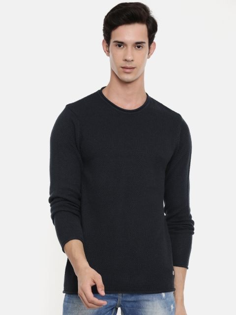 

Lee Men Navy Blue Messi Self Design Sweater