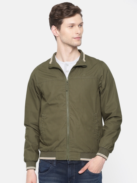 

Lee Men Olive Green Solid Simon Slim Fit Bomber Slim Fit Jacket