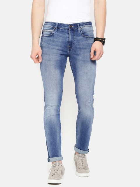 

Lee Men Blue Travis Slim Fit Mid-Rise Low Distress Stretchable Jeans