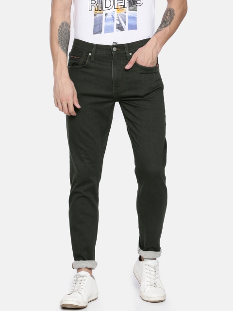 

Lee Men Olive Green Anton Slim Tapered Fit Mid-Rise Clean Look Stretchable Jeans