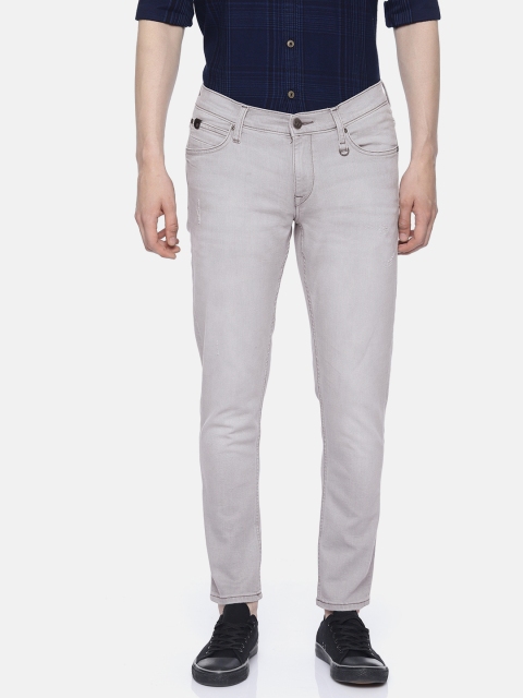 

Lee Men Grey Eric Skinny Fit Low-Rise Low Distress Stretchable Crop Jeans