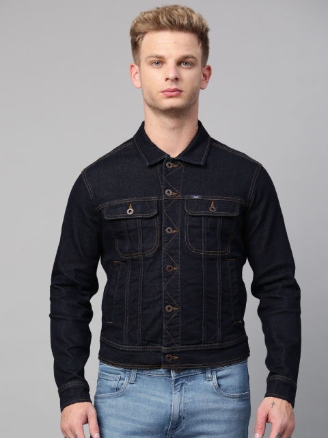 

Lee Men Navy Blue Solid Denim Jacket