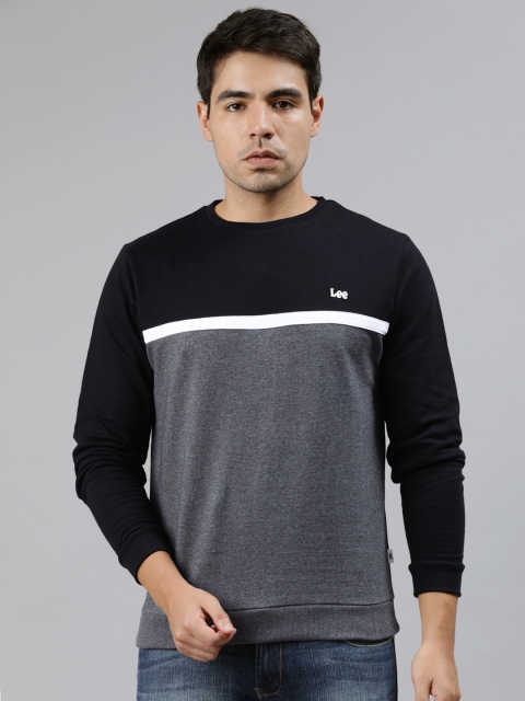 

Lee Men Charcoal Grey & Black Colourblocked Sweatshirt