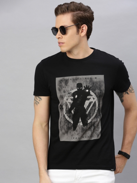 

Lee Men Black Iron Man Printed Slim Fit Round Neck T-shirt