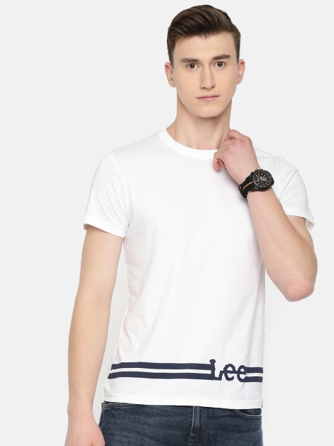 

Lee Men White Solid Round Neck Pure Cotton T-shirt