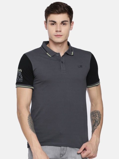 

Lee Men Charcoal Grey Solid Polo Collar T-shirt