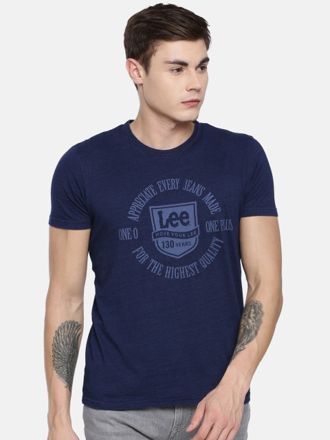 

Lee Men Navy Blue Printed Round Neck T-shirt