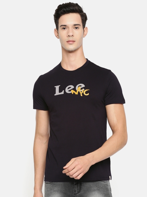 

Lee Men Black Printed Round Neck T-shirt