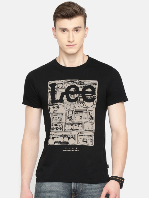 

Lee Men Black Printed Round Neck T-shirt