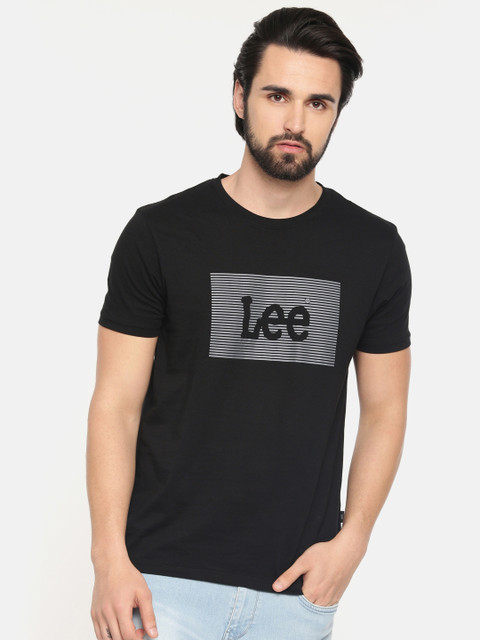

Lee Men Black Printed Round Neck T-shirt