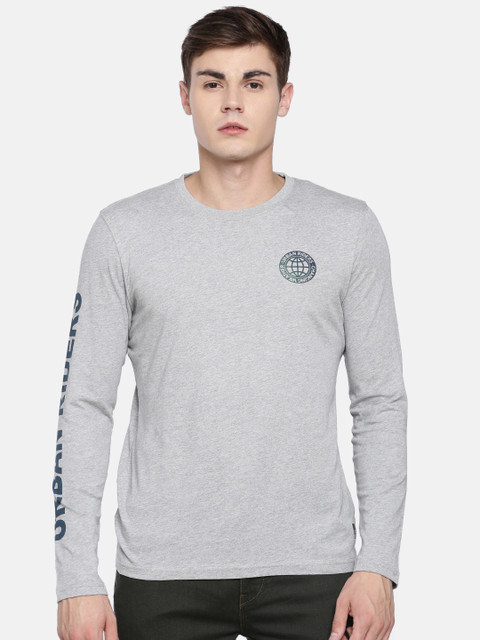 

Lee Men Grey Solid Round Neck Pure Cotton T-shirt