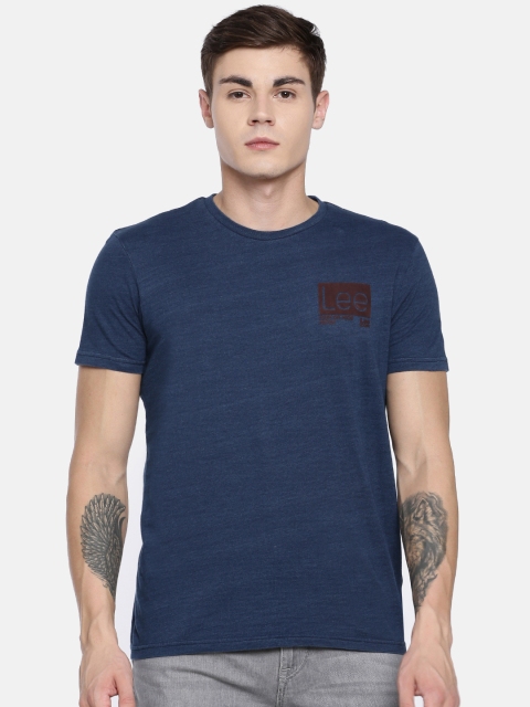 

Lee Men Navy Blue Solid Round Neck T-shirt