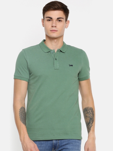 

Lee Men Green Solid Polo Collar T-shirt