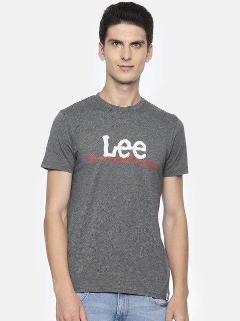 

Lee Men Grey Printed Slim Fit Round Neck T-shirt