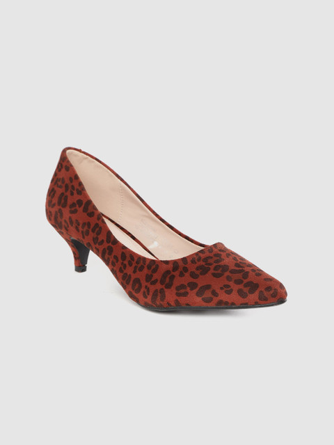 

Van Heusen Woman Women Rust Red & Coffee Brown Leopard Printed Pumps