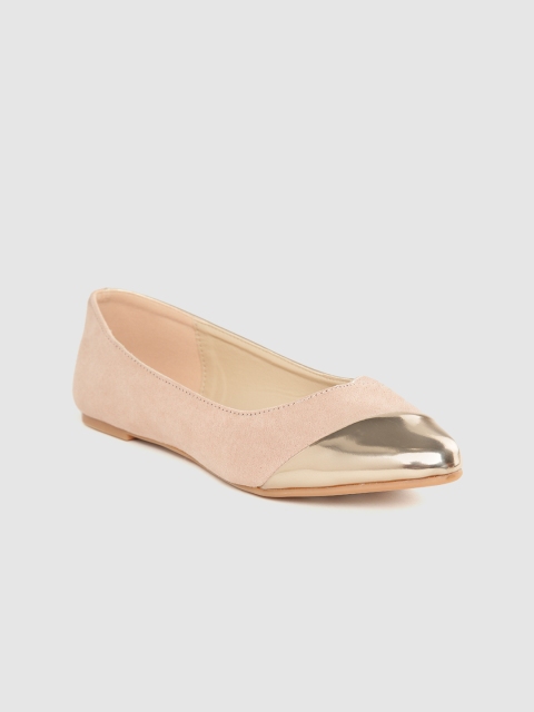 

Van Heusen Woman Women Beige & Gold-Toned Colourblocked Ballerinas