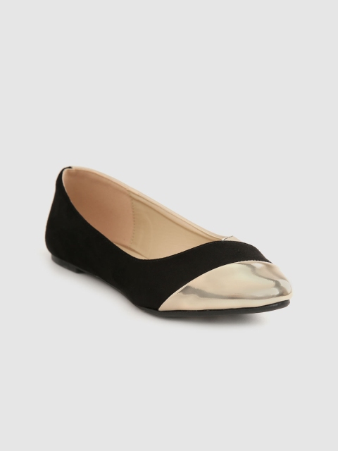 

Van Heusen Woman Women Black & Gold-Toned Colourblocked Ballerinas