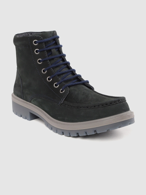 

Woodland Men Navy Blue Solid Nubuck Mid-Top Sneakers