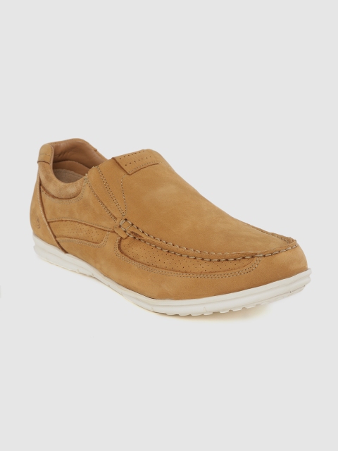 

Woodland Men Tan Brown Nubuck Slip-On Sneakers