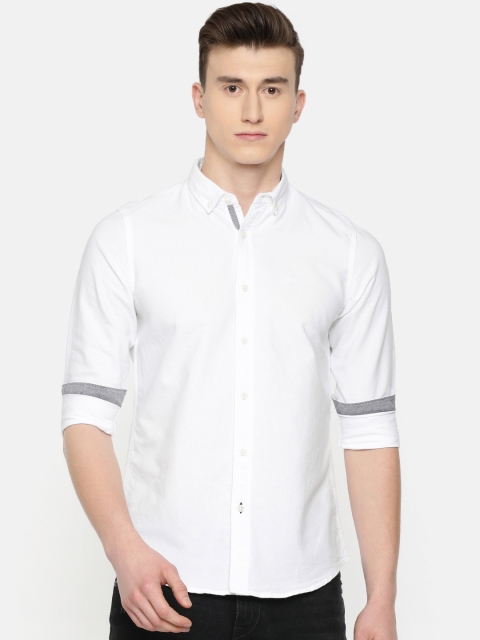 

Lee Men White Slim Fit Solid Casual Shirt
