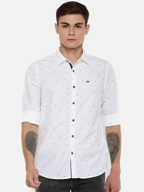 

Lee Men White Slim Fit Printed Casual Shirt
