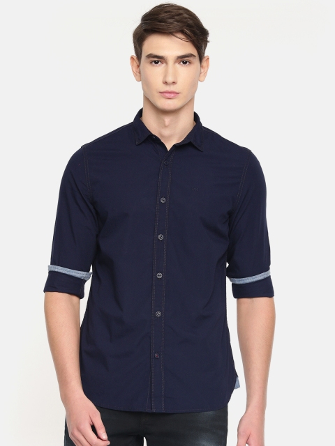 

Lee Men Navy Blue Slim Fit Solid Casual Shirt