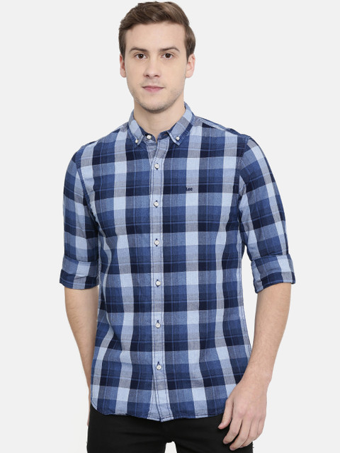 

Lee Men Blue Slim Fit Checked Casual Shirt