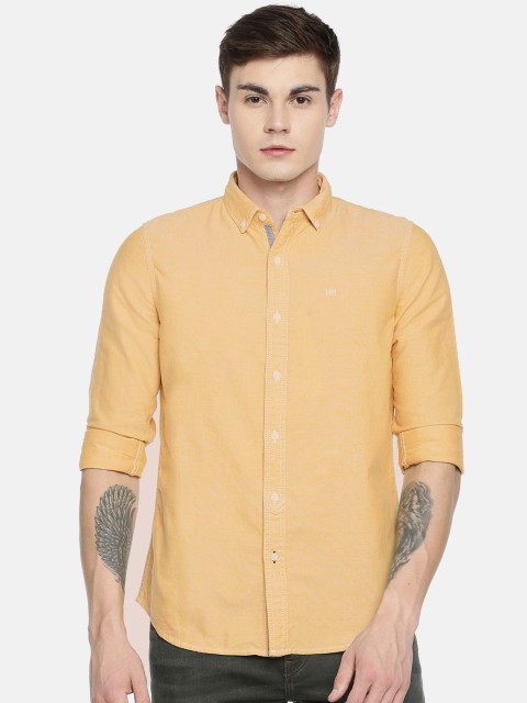 

Lee Men Mustard Yellow Slim Fit Solid Casual Shirt