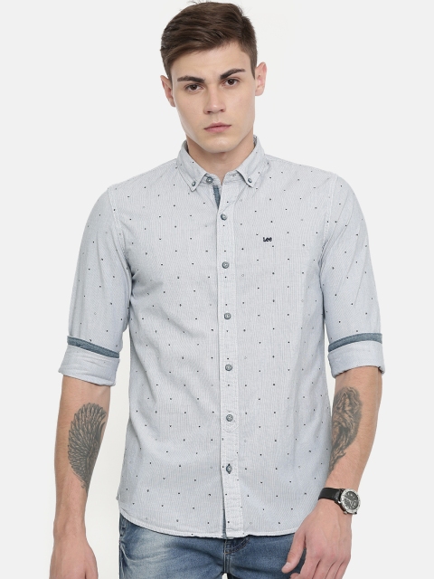 

Lee Men White Slim Fit Printed Casual Shirt