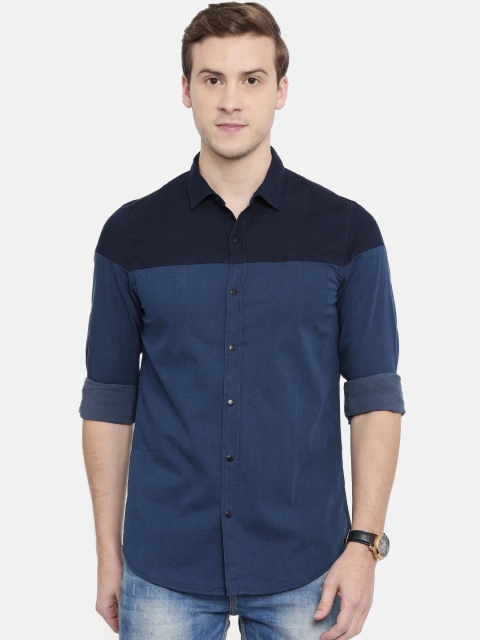 

Lee Men Navy Blue Super Slim Fit Solid Casual Shirt