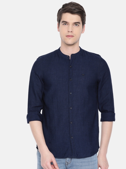 

Lee Men Navy Blue Super Slim Fit Solid Casual Shirt