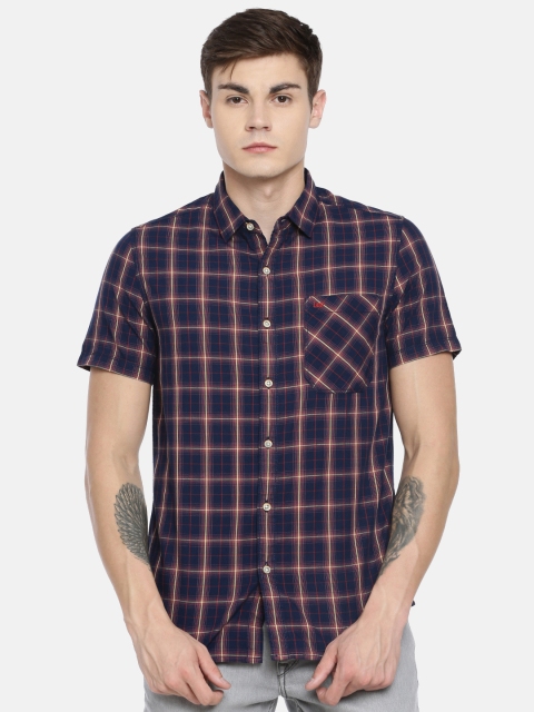 

Lee Men Navy Blue & Red Checked Slim Fit Casual Shirt