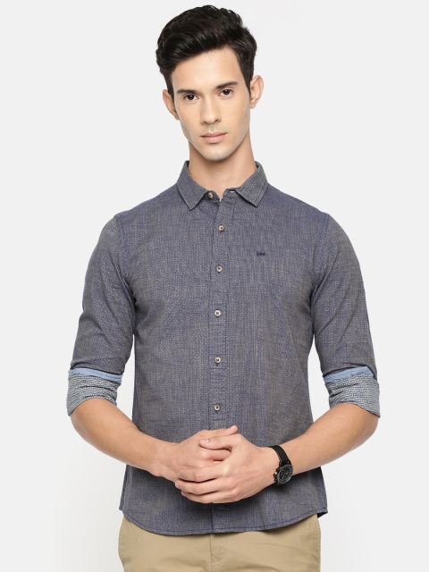 

Lee Men Navy Blue Slim Fit Self Design Casual Shirt