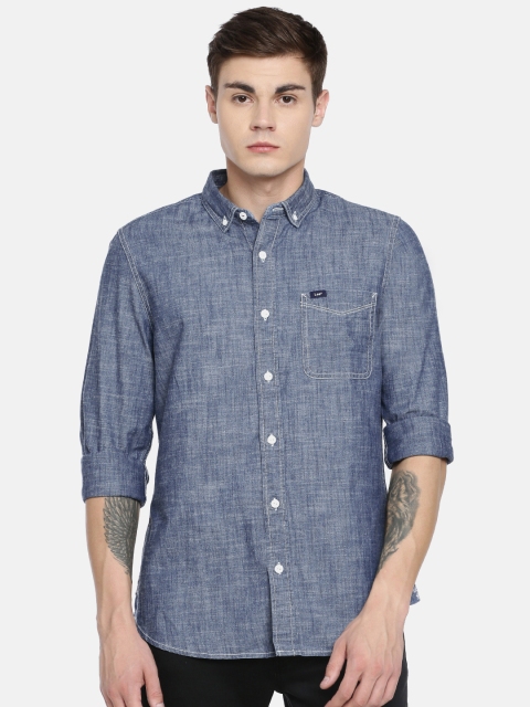 

Lee Men Navy Blue Slim Fit 101+ Solid Casual Shirt