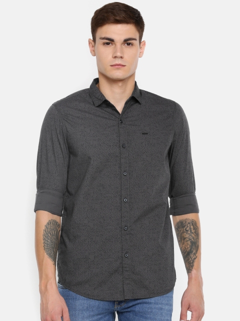 

Lee Men Grey & Navy Blue Super Slim Fit Printed Casual Shirt