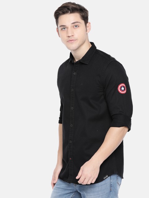 

Lee Men Black Slim Fit Solid Casual Shirt