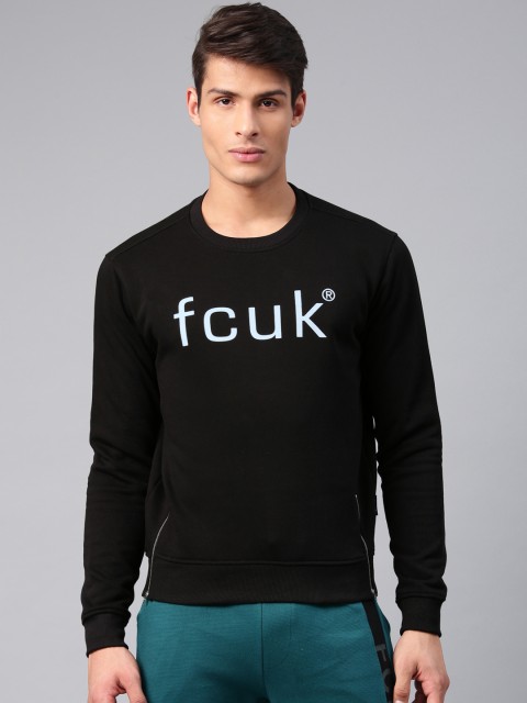 

French Connection Men Black Printed Sweatshirt