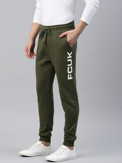 

French Connection Men Olive Green Solid Slim Fit Joggers