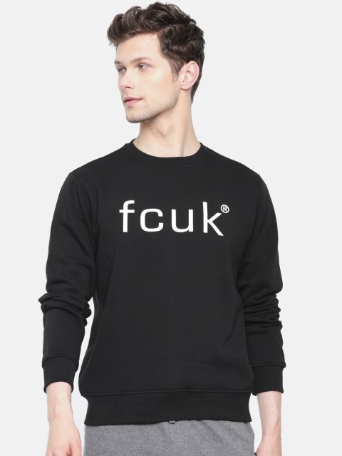 

French Connection Men Black Printed Pullover Sweatshirt