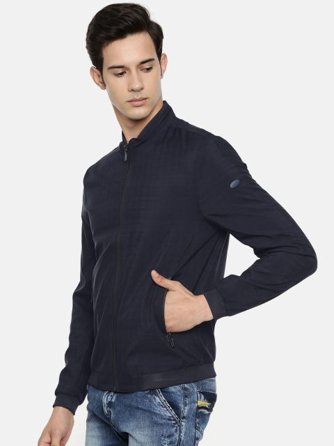 

U.S. Polo Assn. Men Navy Blue Solid Bomber Jacket