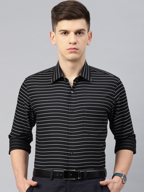 

Van Heusen Men Black & White Slim Fit Striped Formal Shirt