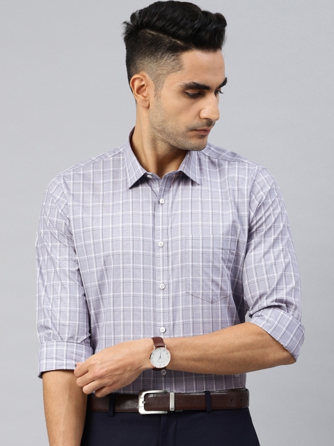 

Van Heusen Men Grey & White Slim Fit Checked Formal Shirt