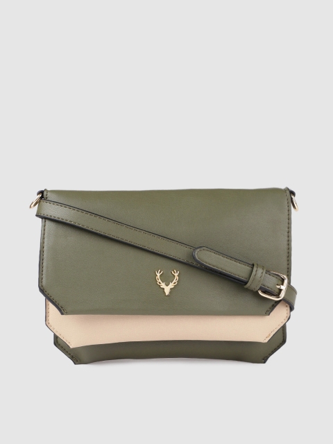 

Allen Solly Green & Beige Colourblocked Sling Bag